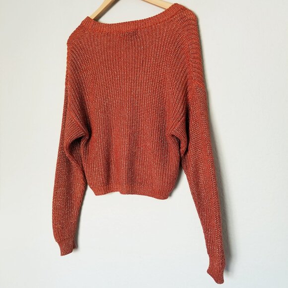 American Apparel Chunky Knit Metallic Cardigan Crop One Size Bronze Shimmer USA - Picture 13 of 16